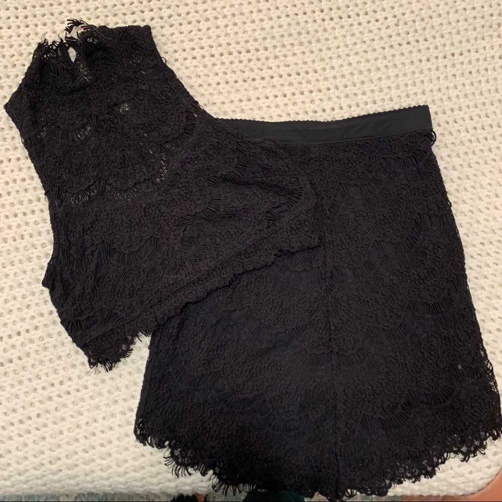 Free People Sabrina Lace Ginger set ( black crochet set, never worn ) !